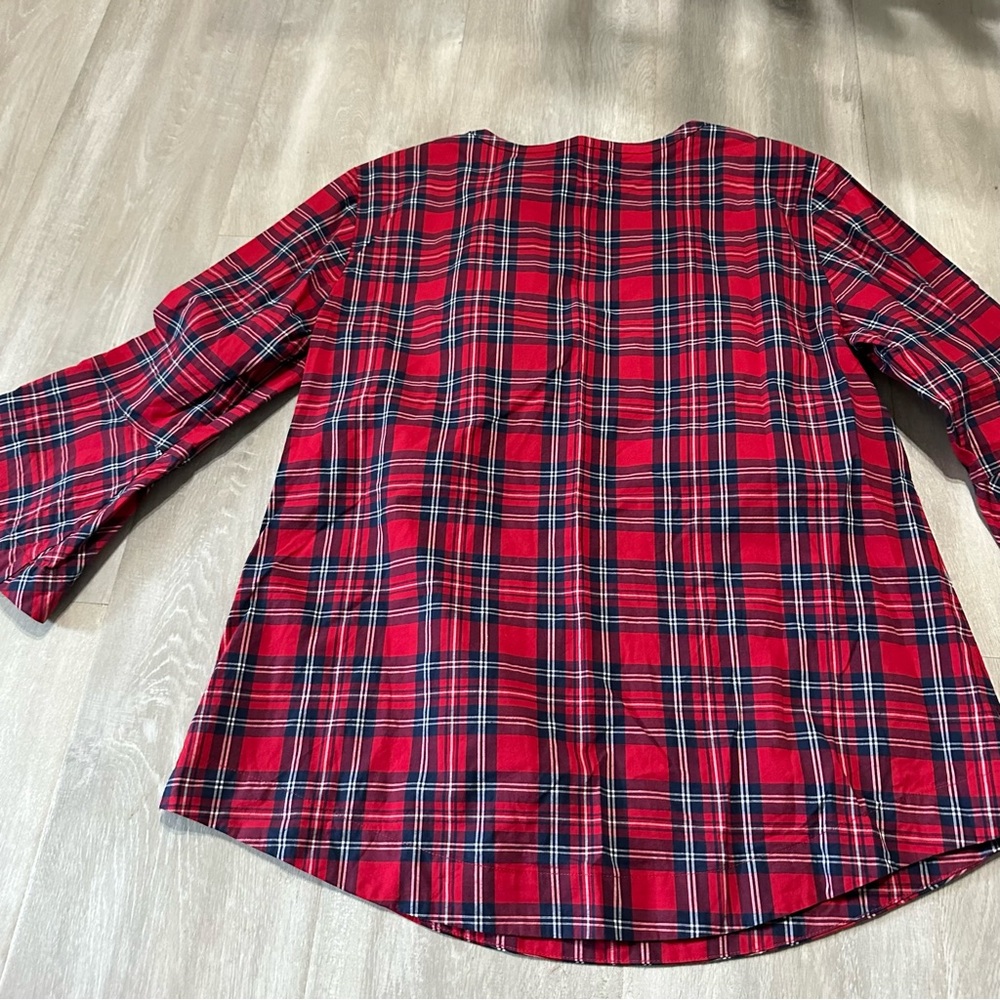 Draper James Red Plaid Ruffle Placket Tunic Top Sz S - Picture 3 of 9